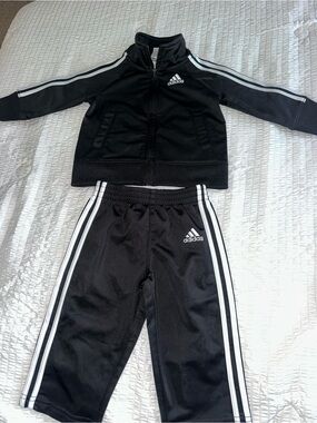 adidas Black & White Kids Track Jacket and Pants Set